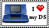 a white stamp with a blue Nintendo DS on the left, and text on the right that reads 'I heart my DS'. the heart is pixel art of a red heart